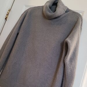 Cozy Gray Turtleneck Knit Sweater